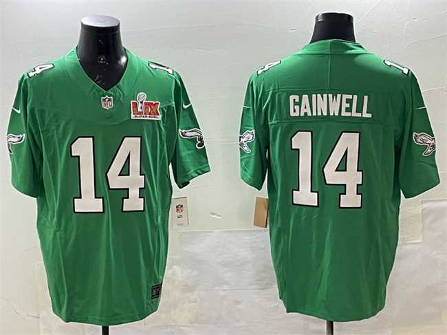 Men's Philadelphia Eagles #14 Kenneth Gainwell Green 2025 Super Bowl LIX Patch F.U.S.E. Throwback Vapor Untouchable Limited Stitched Jersey,We sell and wholesale Men's Philadelphia Eagles #14 Kenneth Gainwell Green 2025 Super Bowl LIX Patch F.U.S.E. Throwback Vapor Untouchable Limited Stitched Jersey on line form chian!